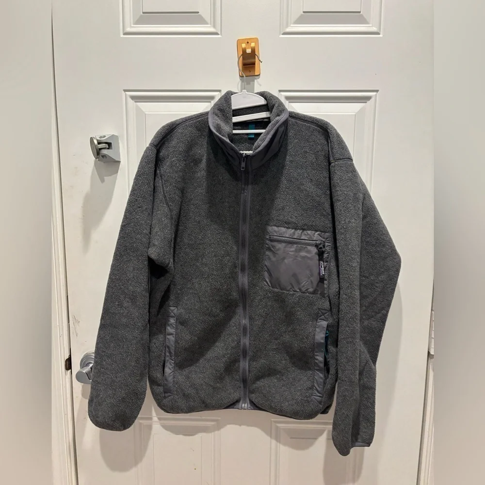 Vtg Patagonia Jacket Mens M Gray Full ZIp Fleece Gorpcore Made In USA